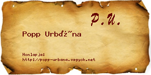 Popp Urbána névjegykártya